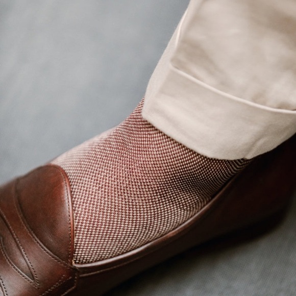 MAZARIN LUXURY Brown and Tan Men's Socks SZ 44/46 - Picture 2 of 9